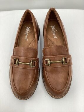 Xappeal Brown Moccasin Loafers with Gold-Tone Bit
